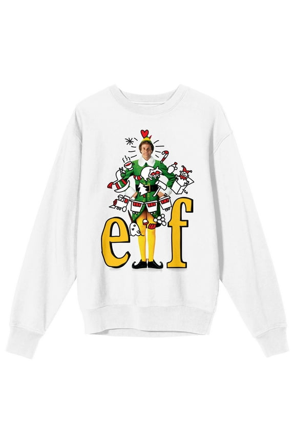 Elf Sketch Art Women's White Long Sleeve Sweatshirt-Medium