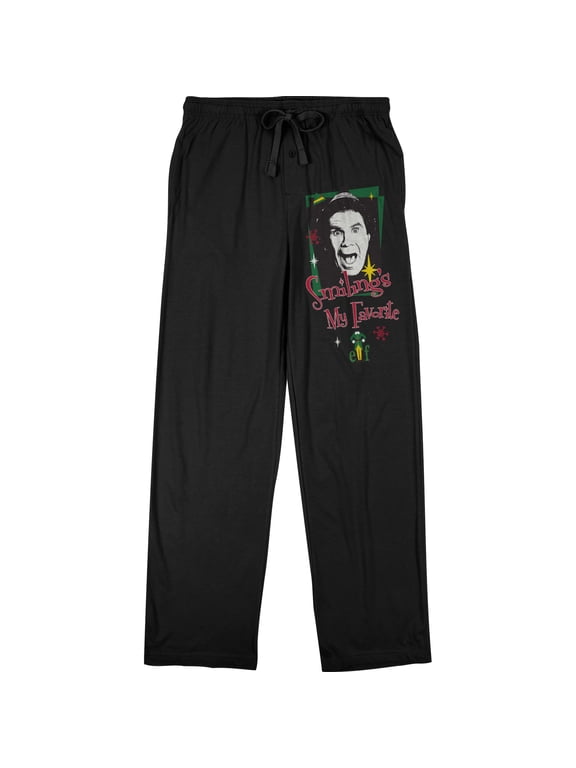 Elf Smiling Is My Favorite Men's Black Drawstring Sleep Pajama Pants -XXL