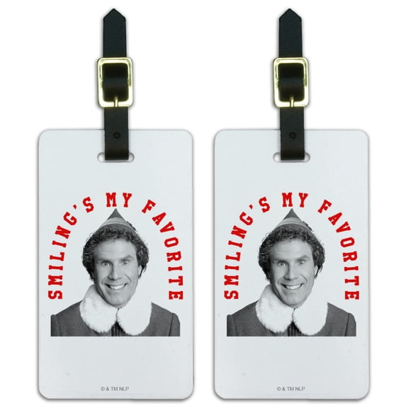 Elf Smiling's My Favorite Luggage ID Tags Suitcase Carry-On Cards - Set of 2
