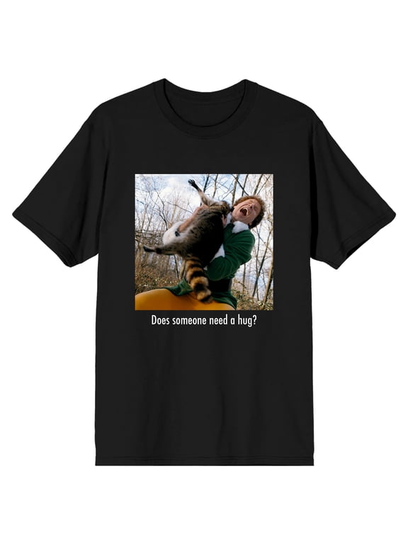 Elf Someone Needs A Hug Screengrab Men's Black T-shirt-Large