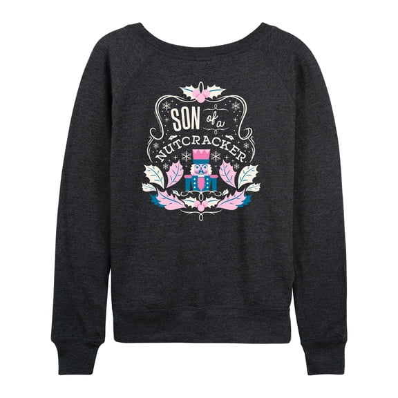 Elf - Son Of A Nutcracker Women's Lightweight French Terry Wide Neck Long Sleeve Graphic Shirt