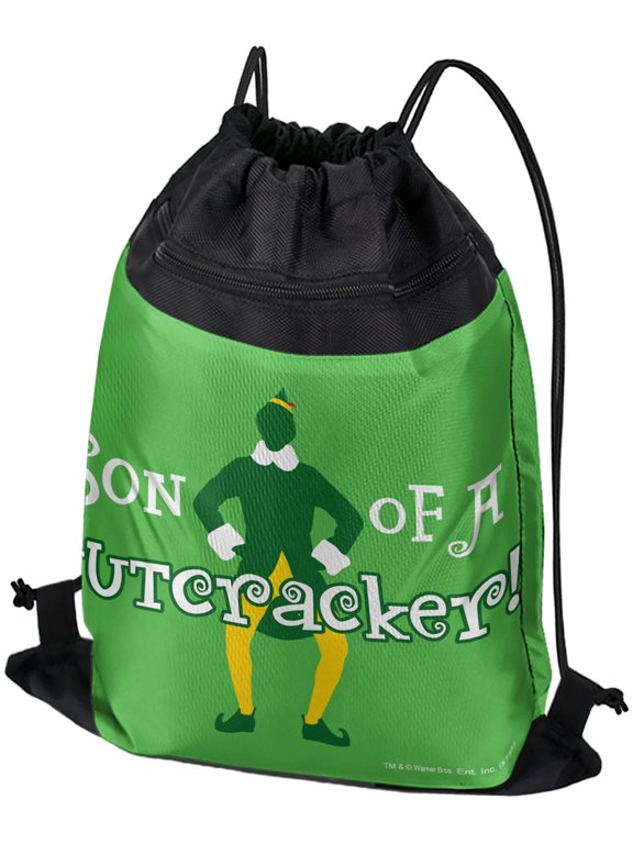 Elf Son of A Nutcracker Drawstring Backpack Sports Bag Sackpack 17" x 13", Perfect for Gym, Yoga or Practice