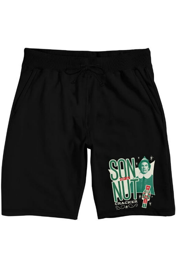 Elf Son of a Nutcracker Men's Black Sleep Pajama Shorts-Large