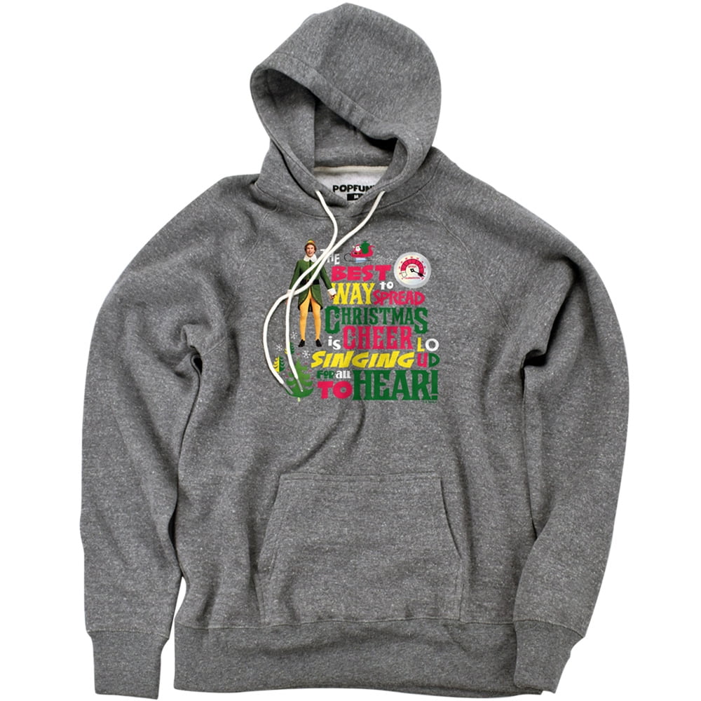 Elf Spread Christmas Cheer Unisex Adult Slim Fit Pull-Over Heather Hoodie, Athletic Heather, Small