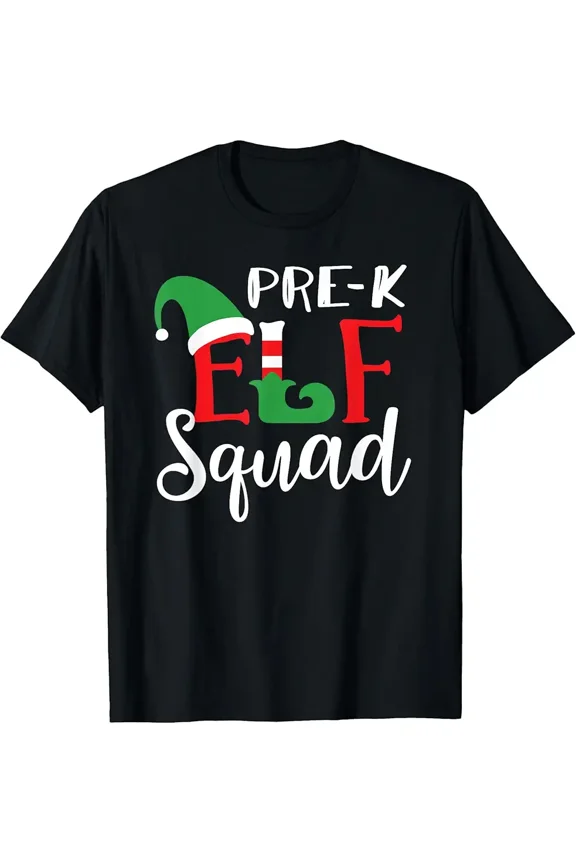 Elf Squad Pre K Teacher Festive Holiday Matching Classroom Unisex T-Shirt, up to size 5XL