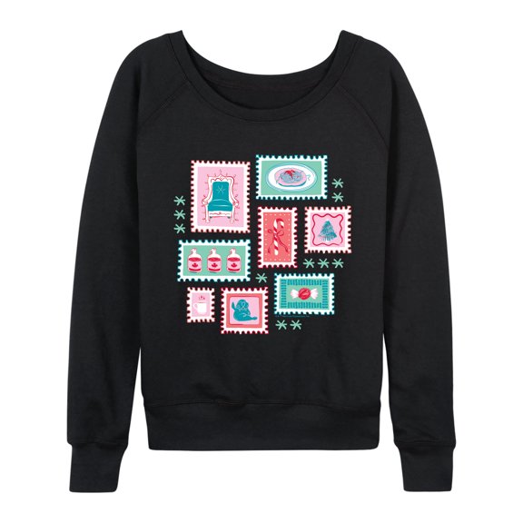 Elf - Stamp Women's Lightweight French Terry Wide Neck Long Sleeve Graphic Shirt