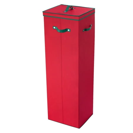 Elf Stor 40 Inch Tall Wrapping Paper Storage Box with Lid, Red