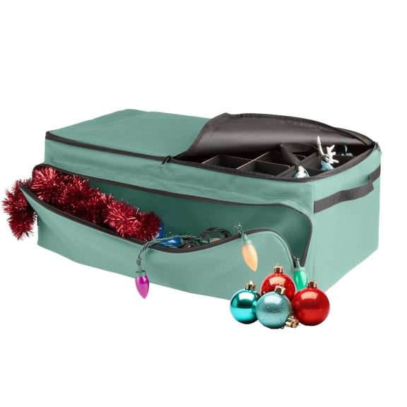 Elf Stor Christmas Ornament Storage Box - Fits 72 Bulbs and Decor (Green)