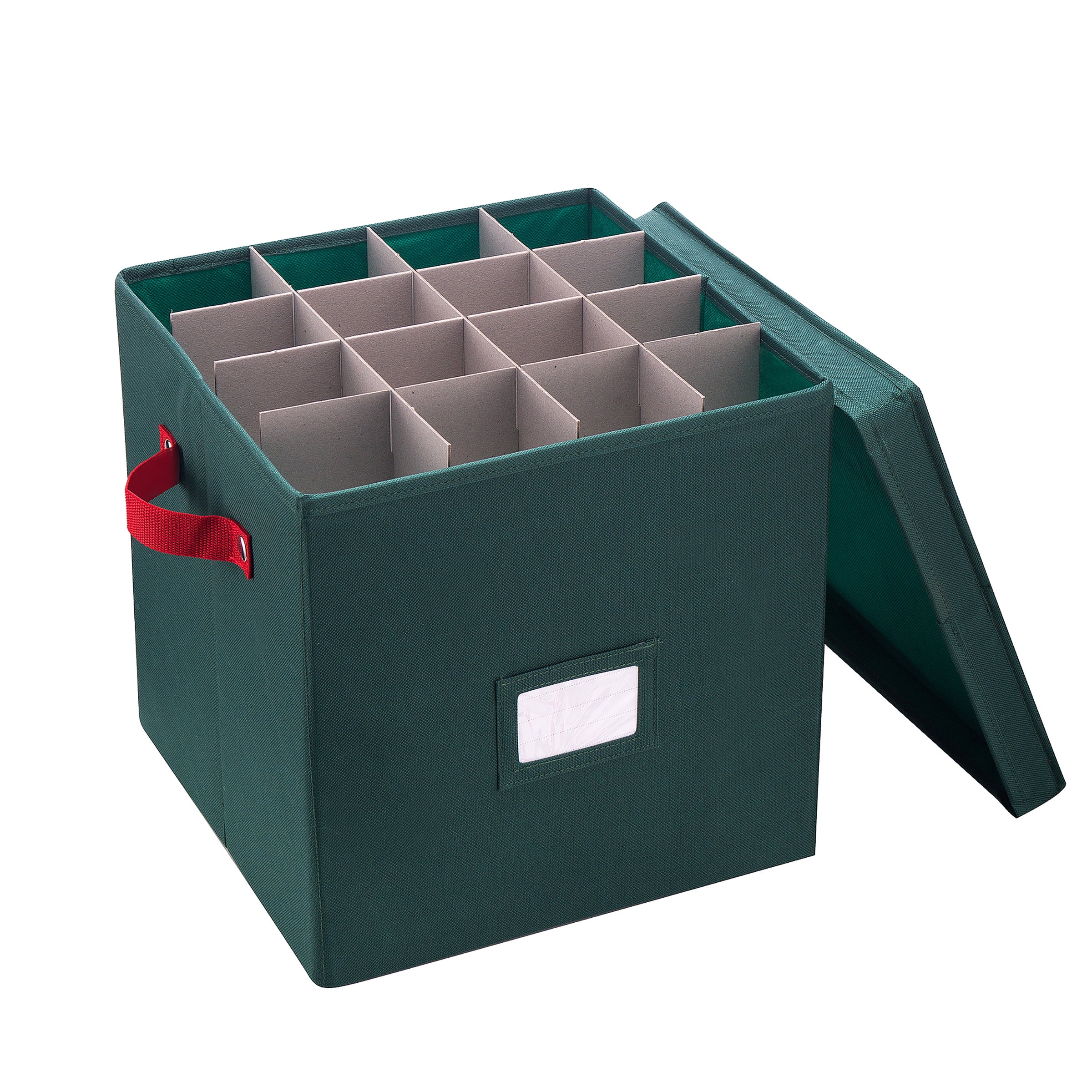 Elf Stor 64-Compartment Ornament Storage Box - Holiday Organizer (Green)