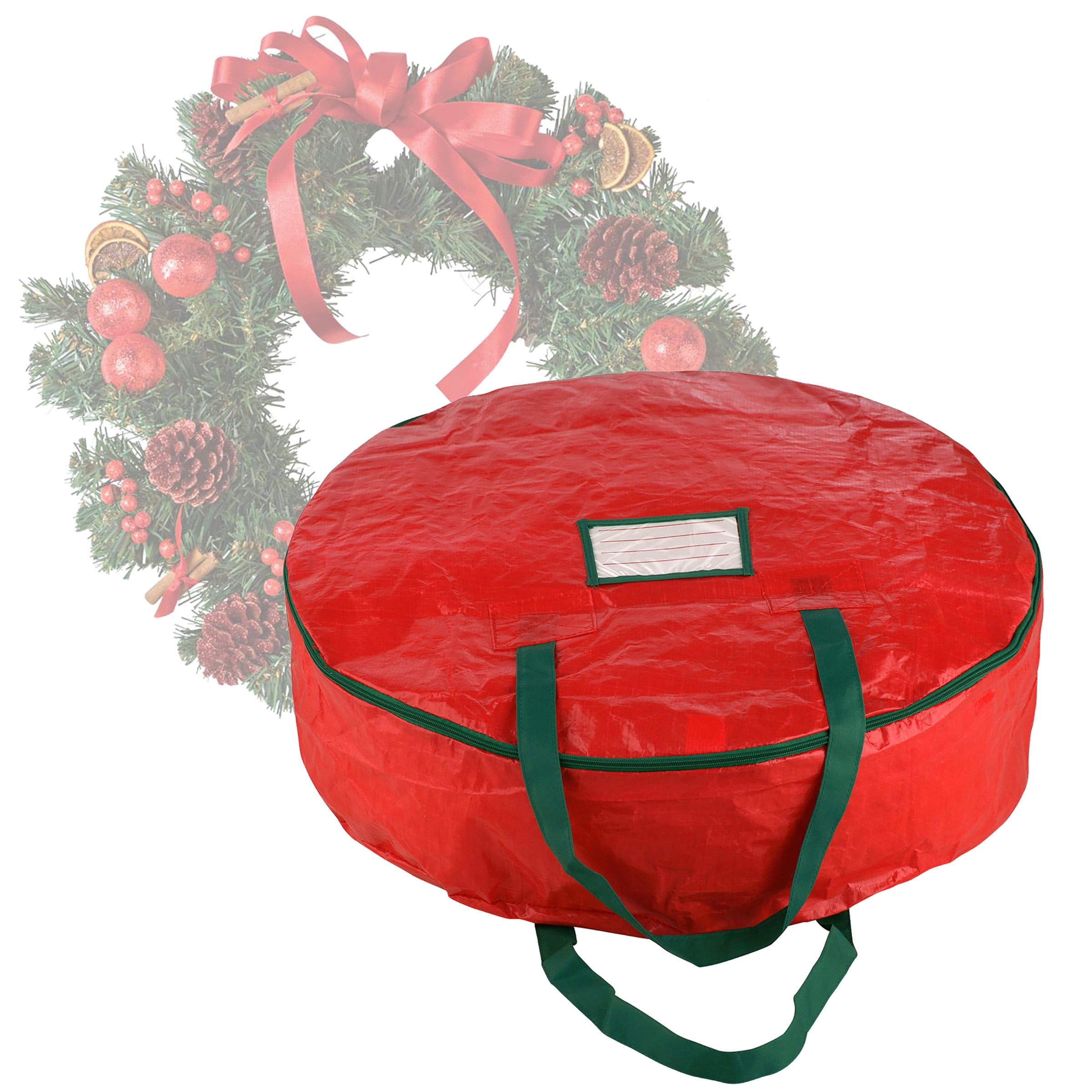 Elf Stor Premium Red Holiday Christmas Wreath Storage Bag For 24" Inch Wreaths