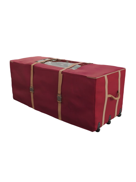 Rolling Christmas Tree Storage Bag for 12FT Artificial Tree (Red)