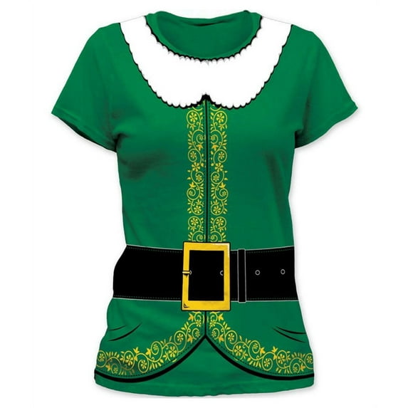 Elf Suit Christmas Junior Ladies T-Shirt