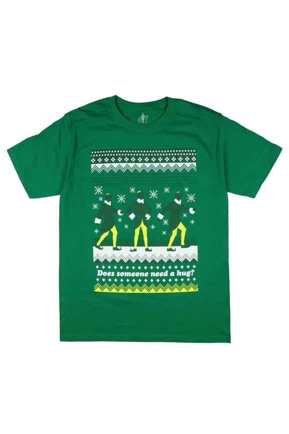 Elf T-Shirt Men's Buddy Does Someone Need a Hug Ugly Sweater Adult Tee
