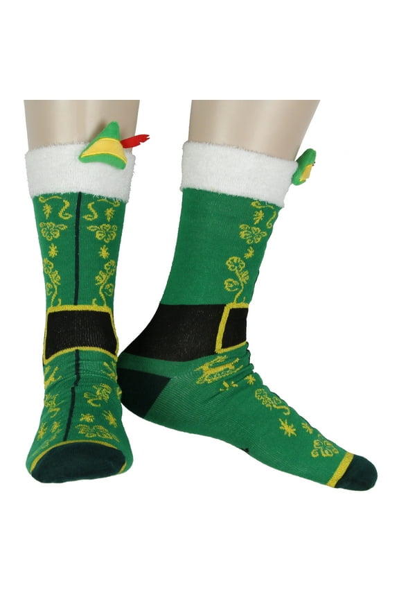 Elf The Movie Buddy 3D Costume Design Men's Crew Socks With Felt Hat and Feather 1 Pair