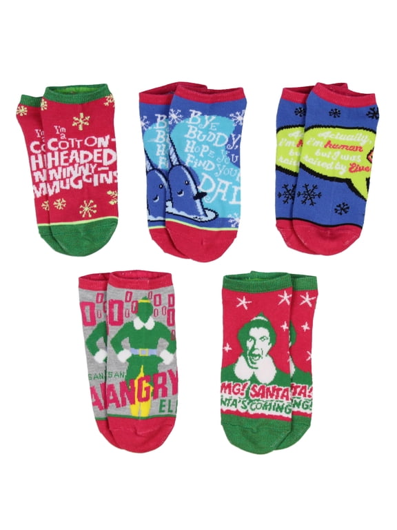 The Movie Buddy The Elf Sayings 5 Pairs Of Mix And Match No Show Ankle Socks For Women