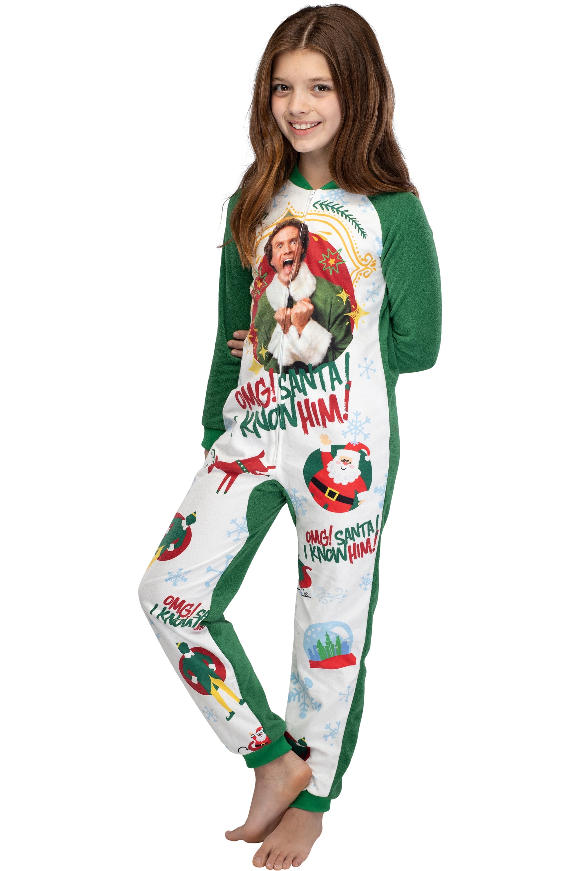 Elf The Movie Kids' OMG Santa! I Know Him! One Piece Sleeper Pajama (L