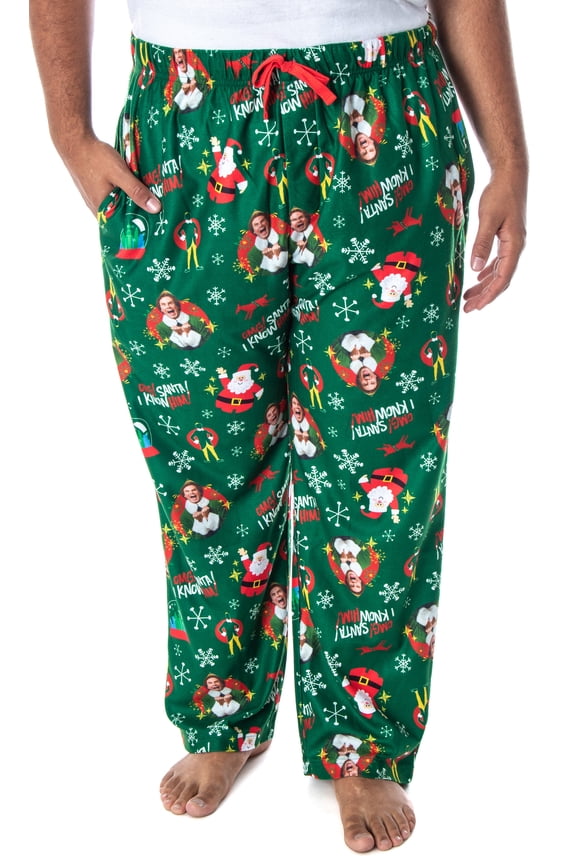 Elf The Movie Mens' Buddy OMG! Santa I Know Him! Allover Print Christmas Holiday Pajama Pants for Adults