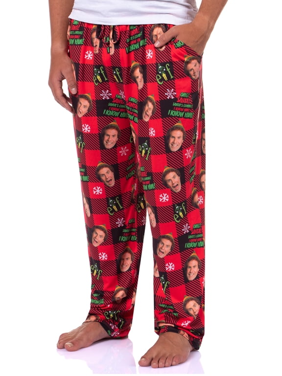Elf The Movie Men's Santa's Coming! Christmas Tossed Sleep Pajama Pants For Adults