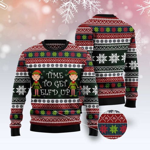 Elf Time 3D Christmas Sweater, Funny Xmas Sweater, Sweater Xmas