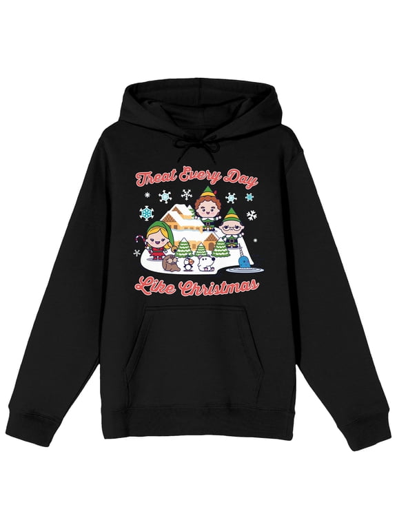 Elf Treat Every Day Like Christmas Men's Black Sweatshirt-XS