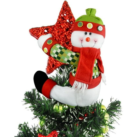 Elf Tree Topper Christmas Decorations,Unique Funny Xmas Plush Stuffed Elf Hugger Decor for Christmas Tree Wine Bottle Curtain Ornaments,Red Green