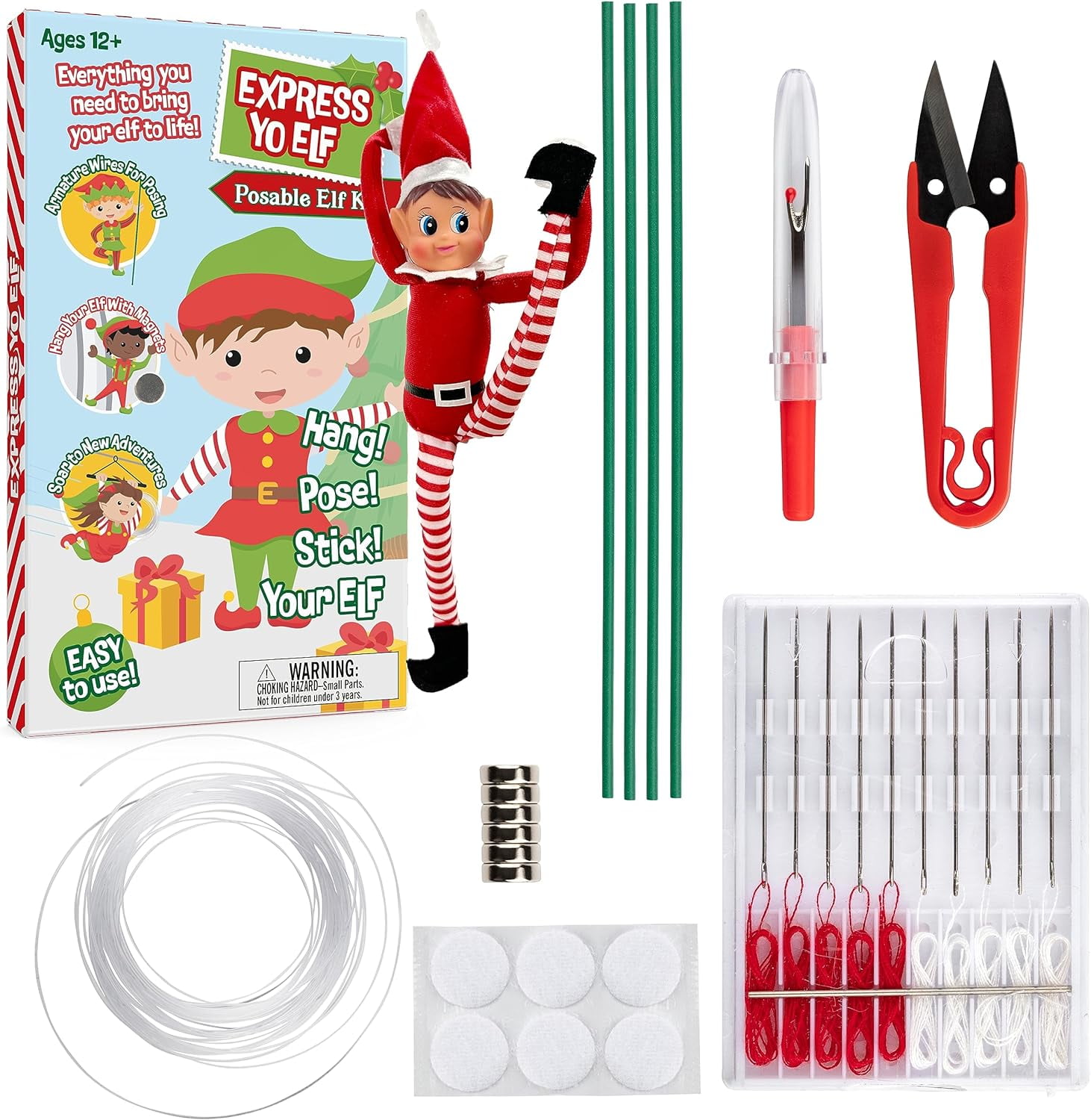 Elf Upgrade Complete DIY Kit- Pose, Hang, Bend Your Christmas Elf - All you need to Make Your Shelf Doll Flexible & Posable- Super Easy to Use - Delight Your Kids & Family This X-Mas Holiday