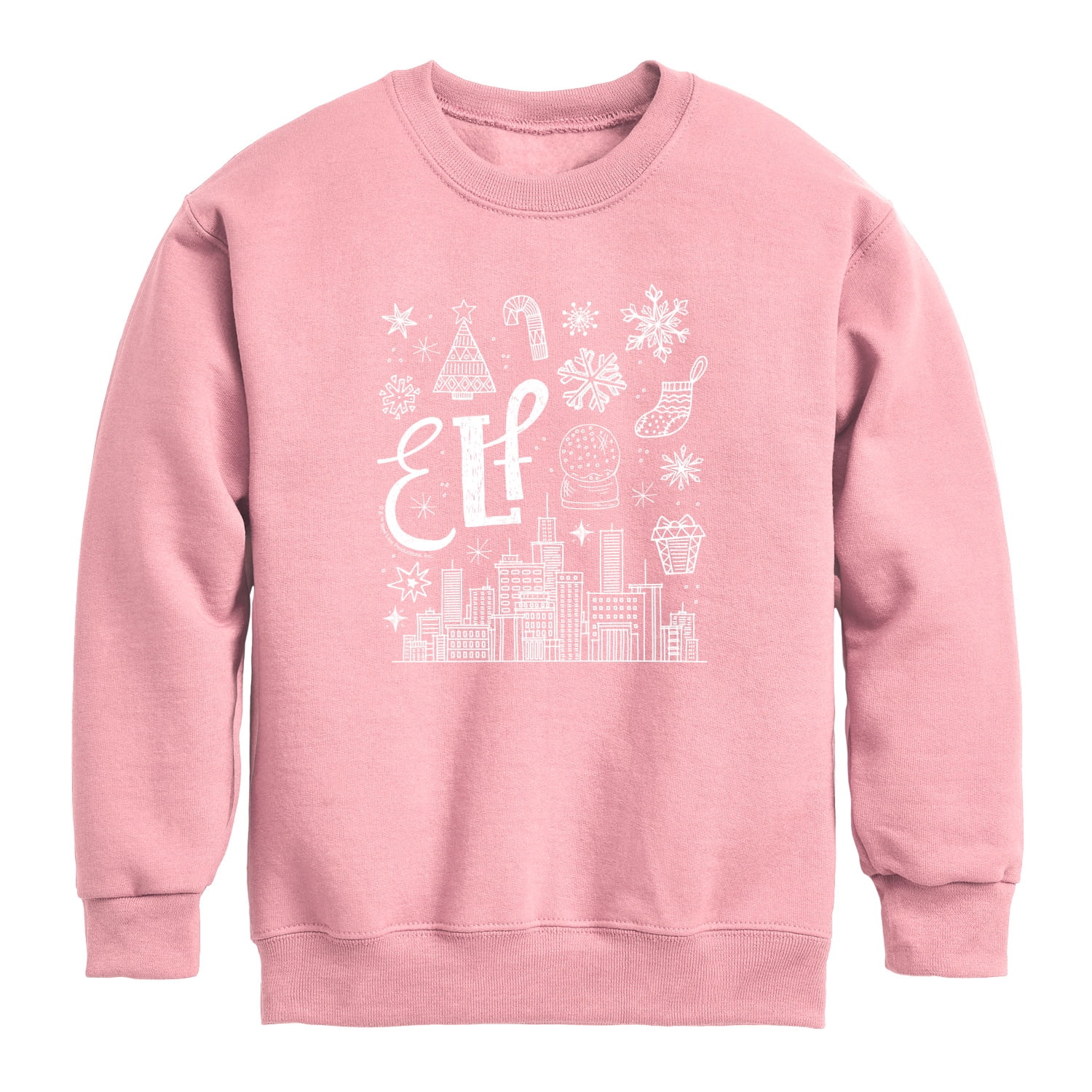 Elf - White Icon Doodles - Toddler Boys Fleece Crew Sweatshirt