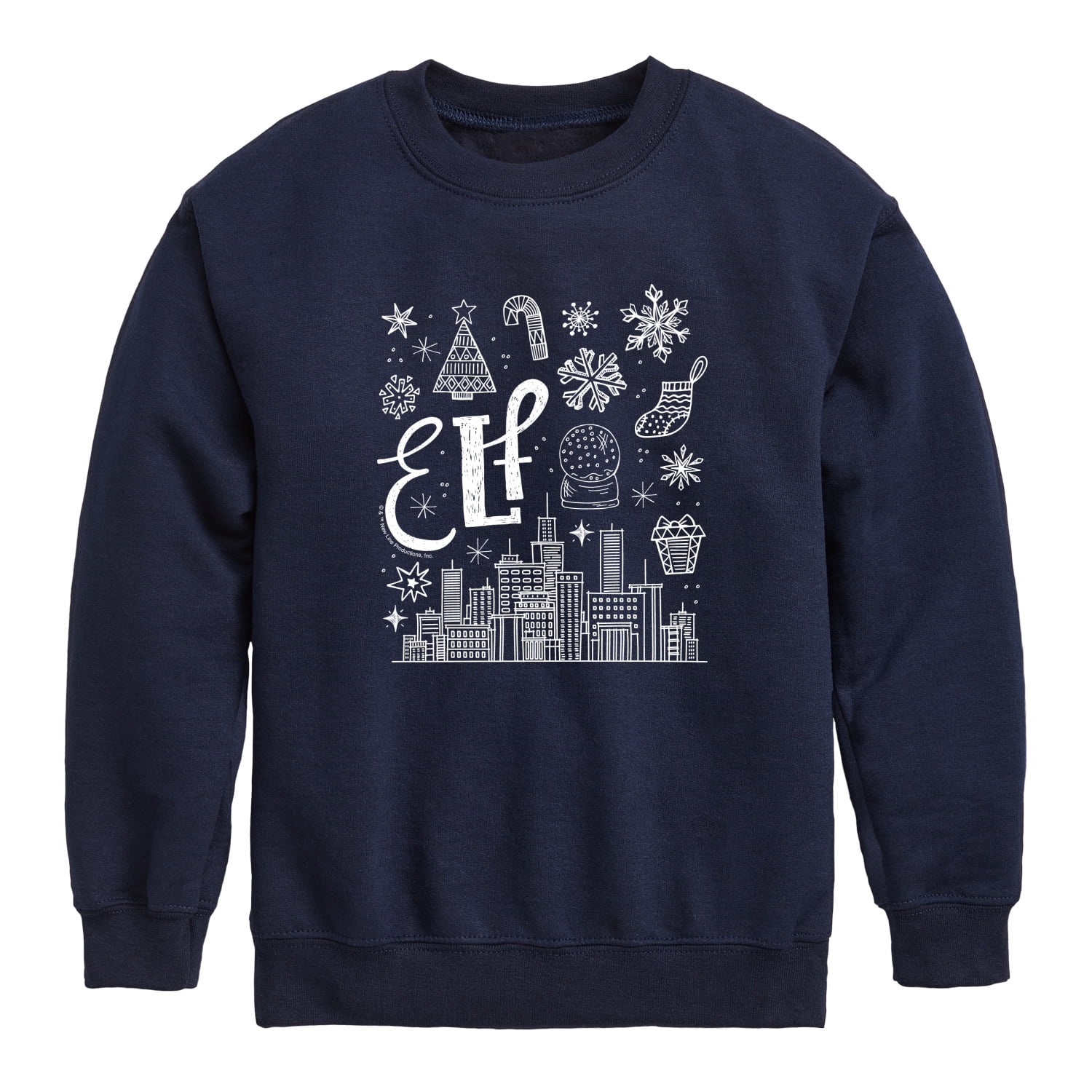 Elf - White Icon Doodles - Toddler Boys Fleece Crew Sweatshirt