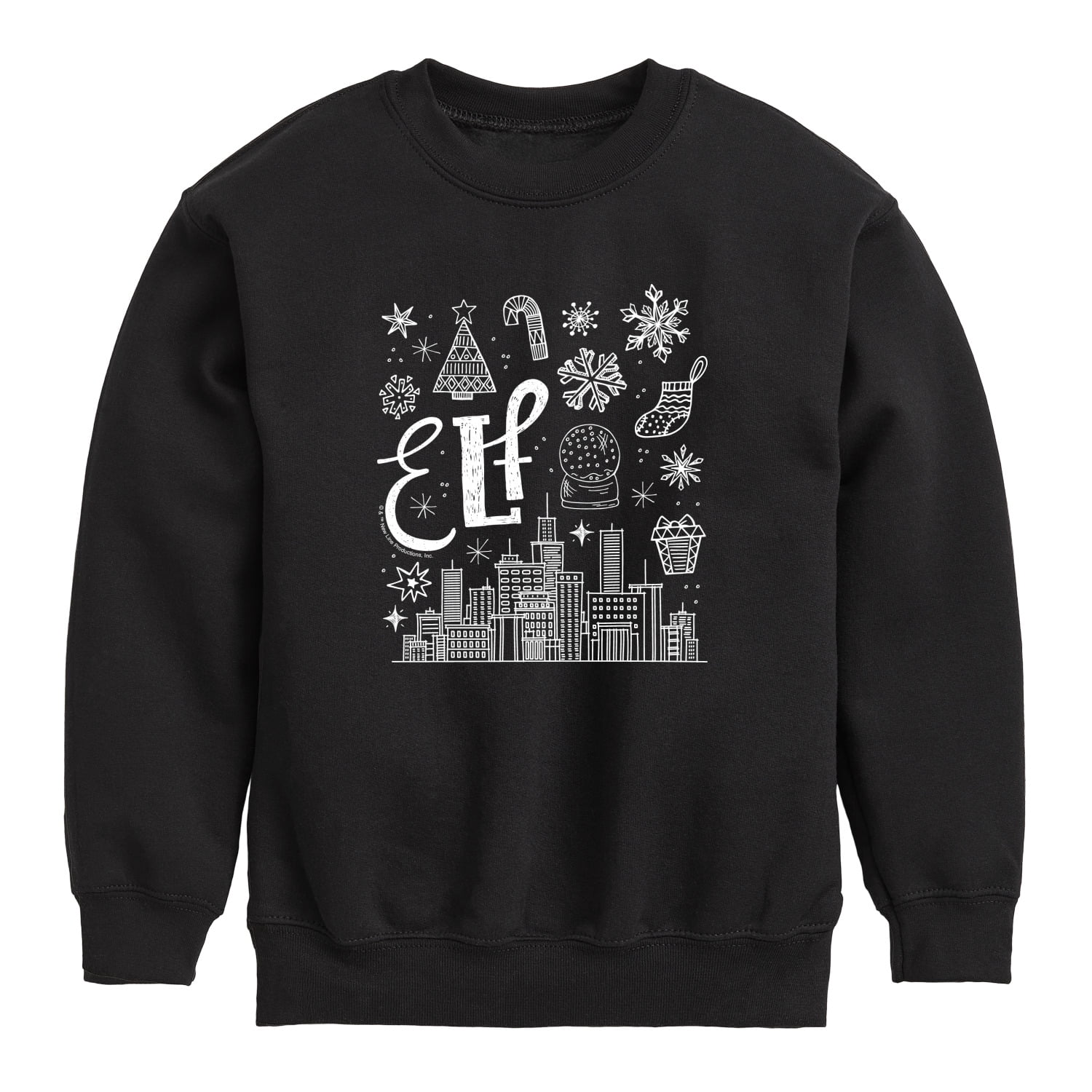 Elf - White Icon Doodles - Toddler Boys Fleece Crew Sweatshirt
