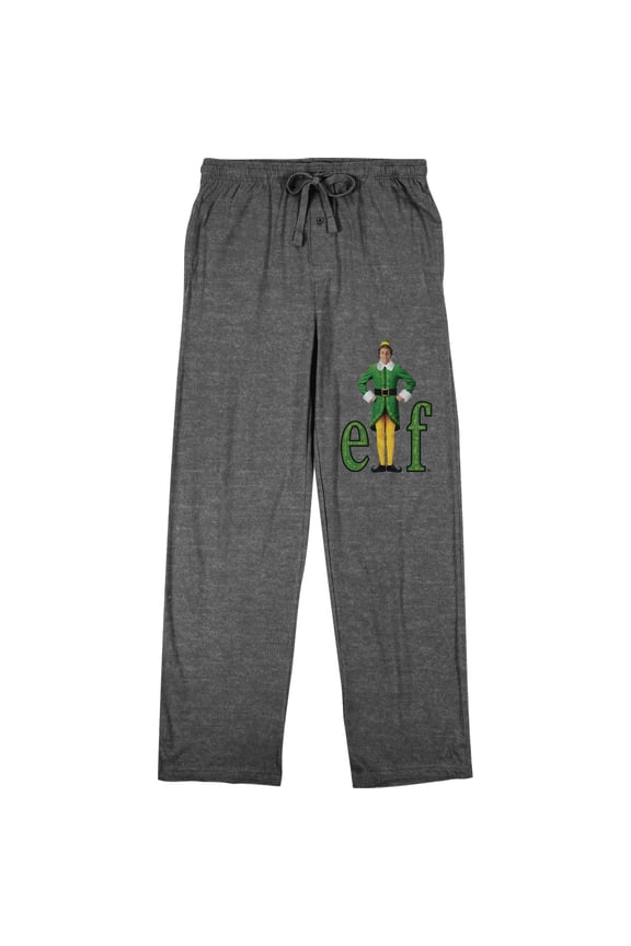 Elf William Buddy Hobbs Logo Men's Graphite Heather Sleep Pajama Pants-Large