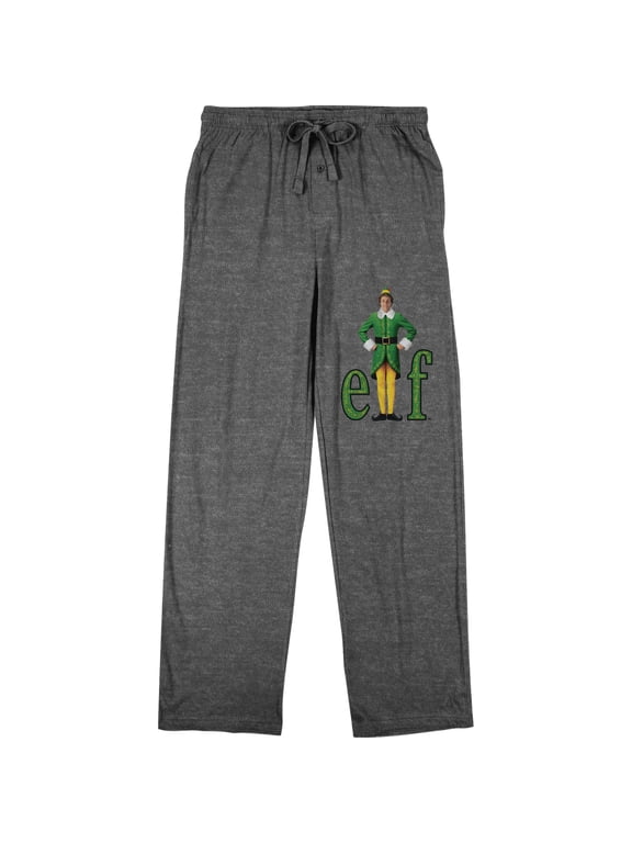 Elf William Buddy Hobbs Logo Men's Graphite Heather Sleep Pajama Pants-Large
