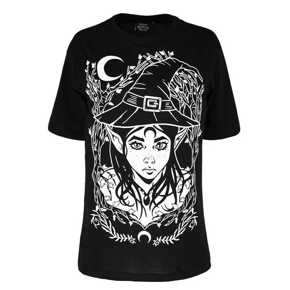 Elf Witch Gothic Women's Oversized Shirt, Black (S)