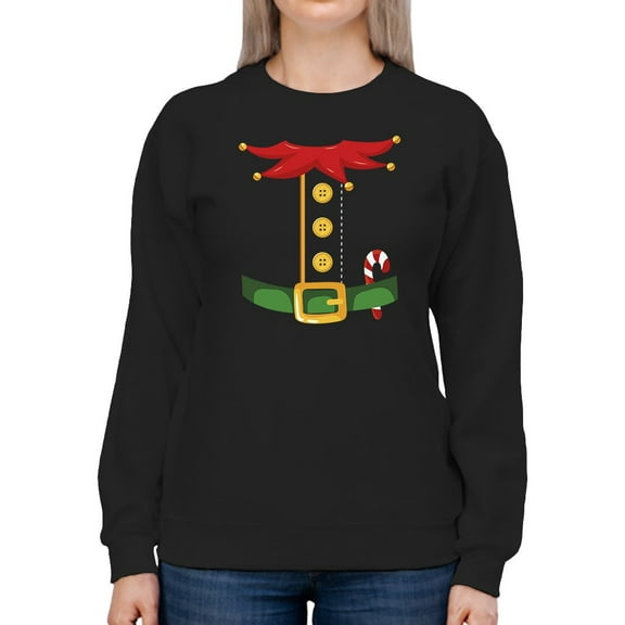 Elf With Candy Cane Sweatshirt Women -Smartprints Designs, Female Small