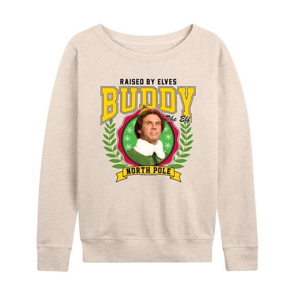 Elf - Women's Lightweight French Terry Wide Neck Long Sleeve Graphic Shirt