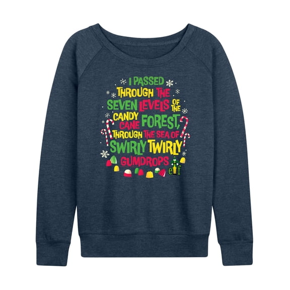 Elf - Women's Lightweight French Terry Wide Neck Long Sleeve Graphic Shirt
