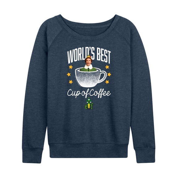 Elf - Women's Lightweight French Terry Wide Neck Long Sleeve Graphic Shirt