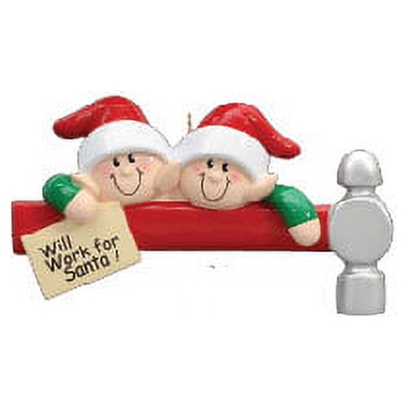Elf Workers Family 2 Personalized Christmas Ornament DO-IT-YOURSELF