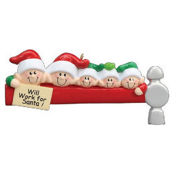 Elf Workers Family 5 Personalized Christmas Ornament DO-IT-YOURSELF