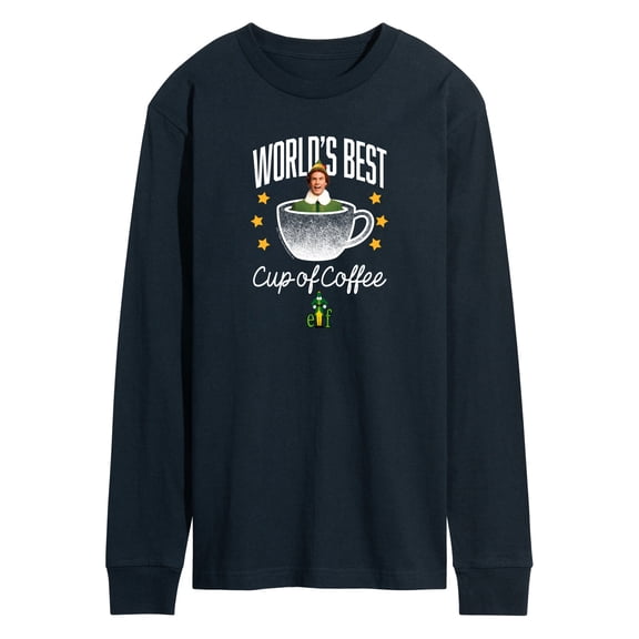Elf - Worlds Best Cup Of Coffee - Men's Long Sleeve Graphic T-Shirt