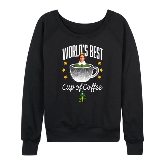 Elf - Women's Lightweight French Terry Wide Neck Long Sleeve Graphic Shirt