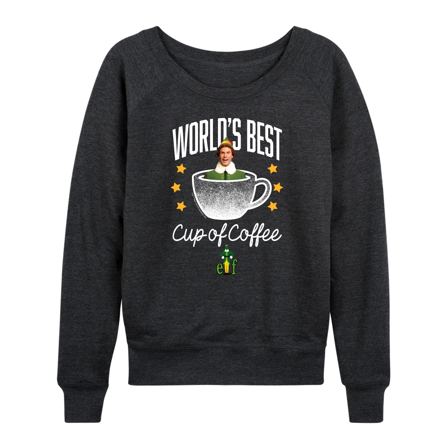 Elf - Worlds Best Cup Of Coffee - Women's French Terry Long Sleeve Shirt