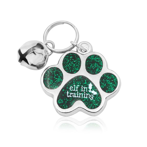 Elf in training Pet Dog Cat ID Collar Paw Christmas Charm