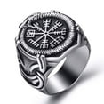 thumbnail image 1 of Elfasio Viking Rings Valknut Pirate Compass Norse Scandinavian Text Symbol Men Stainless Steel Vintage Jewelry Size 10, 1 of 6