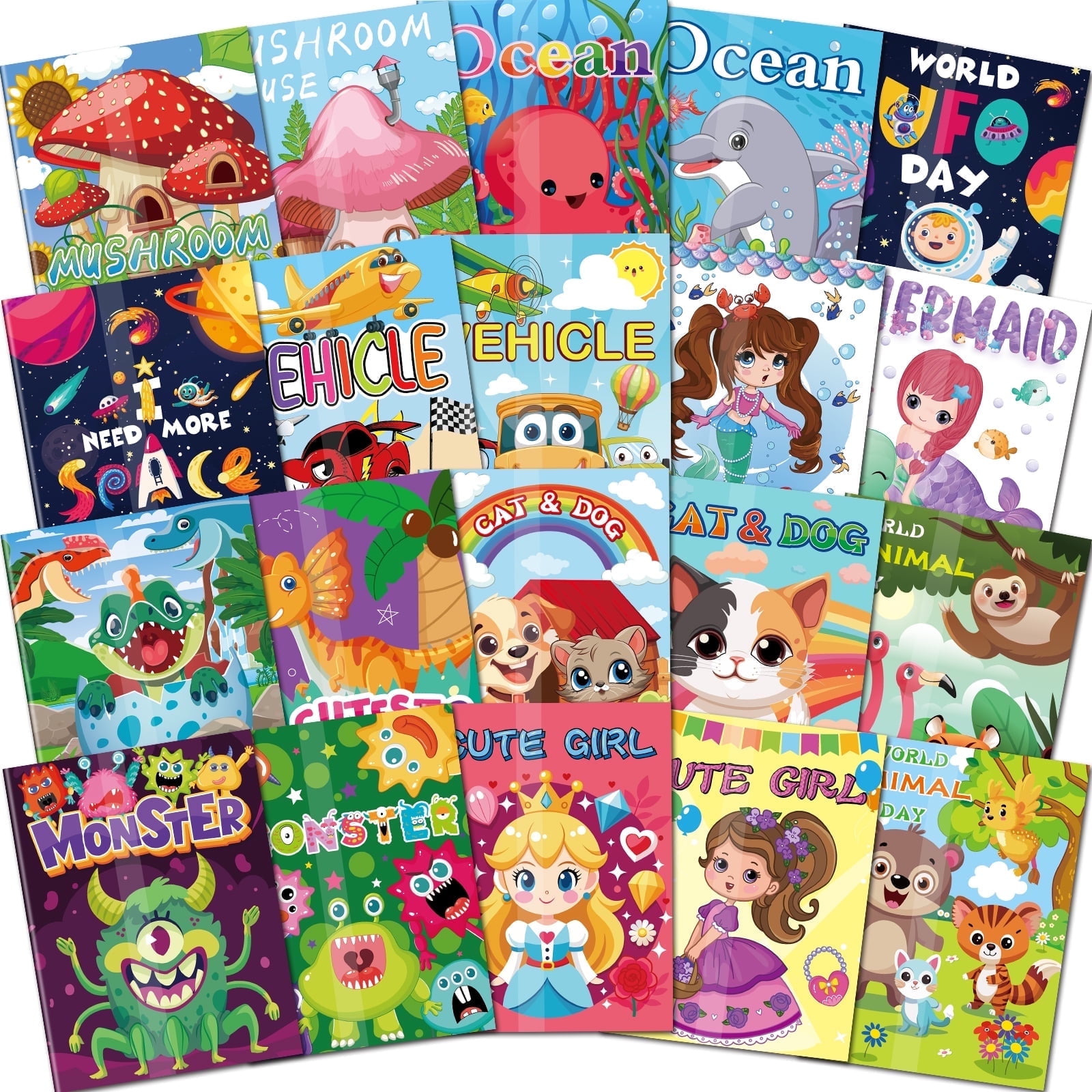 20 Pack Small Coloring Books for Kids Ages 4-8, 320 Coloring and Mazes Pages, Bulk