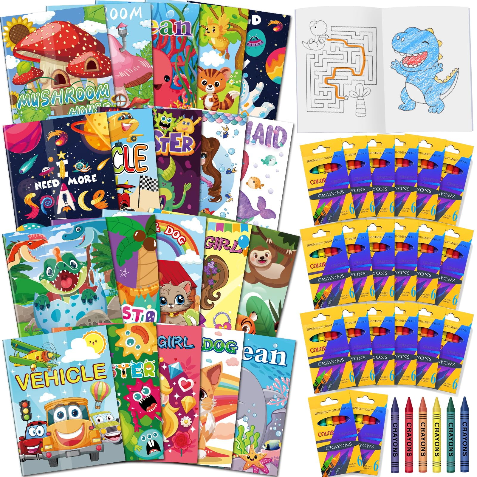 Elfew 40 Pack Coloring AIF4 Books for Kids Ages Party Favors, 20 Set