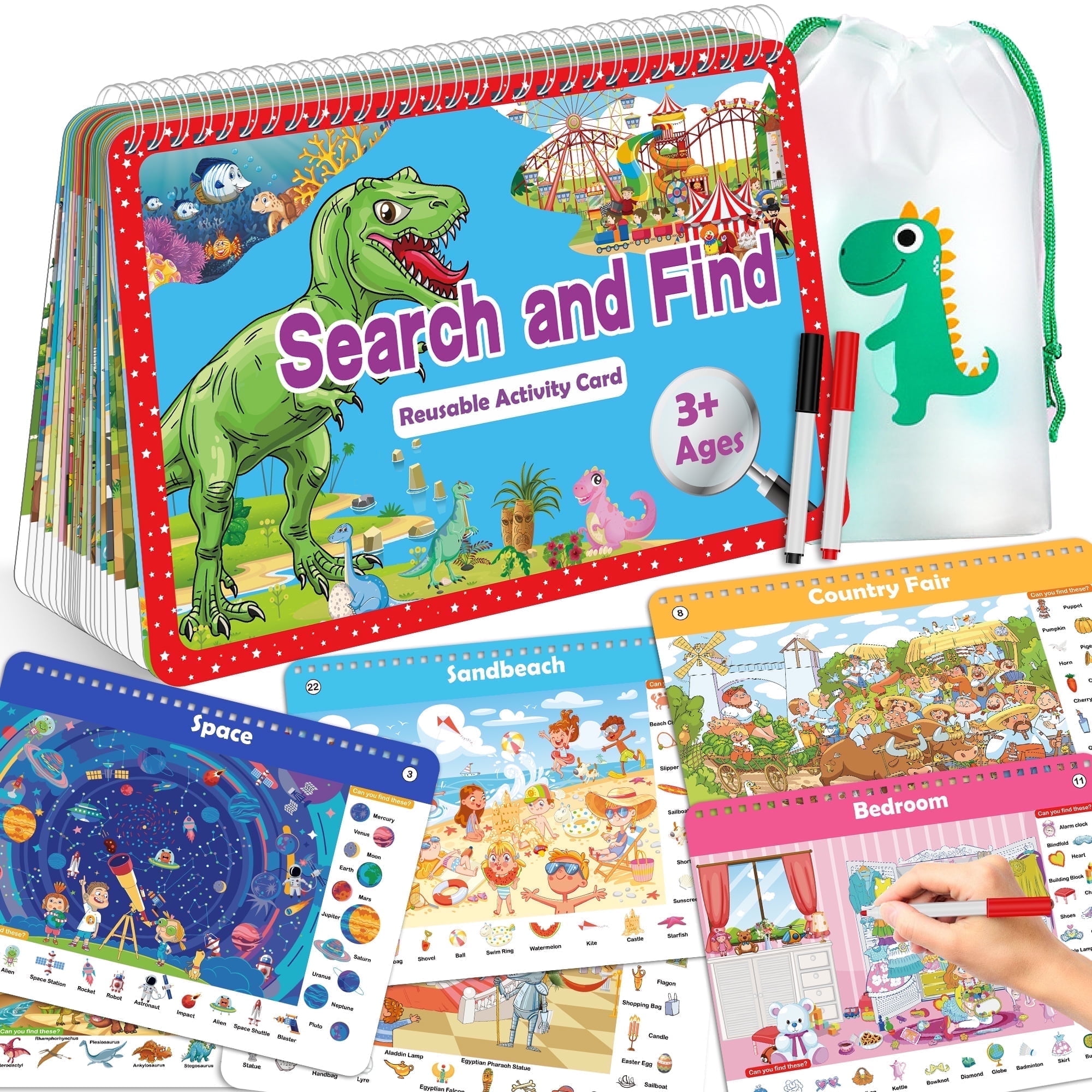 Elfew Road Trip Game Book,Learning Toy for Car Rides Airplane Activity Book,Educational Toys Aged 1-3 Years