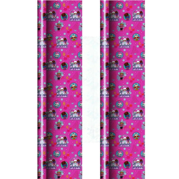 Elfie's Enchanted Companions Pink Gift Wrapping Paper, 20 Sq ft (2 Rolls) Premium Gift Wrap EasyCut Back Grid Lines Christmas Holiday Thanksgiving Party Prizes Supply with Bonus Canzonet Tag