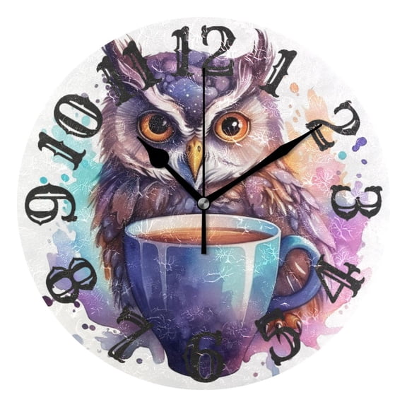 Elflon Cup Coffee 10 inch Wall Clocks Non Ticking Easy to Read Battery Decorative for Home Bathroom Kitchen Bedroom Living Room