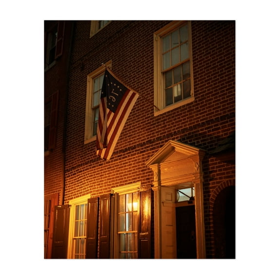 Elfreth's Alley at Night, Philadelphia 02 - Philadelphia Pennsylvania Photography Unframed Wall Art Print 30 x 40 inches