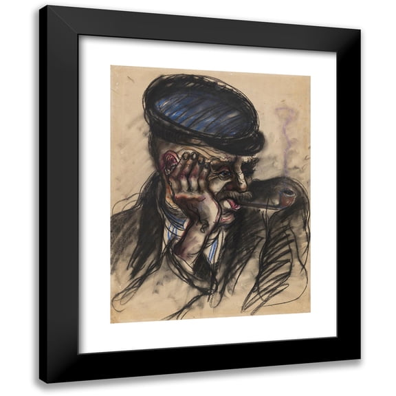 Elfriede Lohse-Wächtler 12x14 Black Modern Framed Museum Art Print Titled - Portrait of a Port Worker (1930)